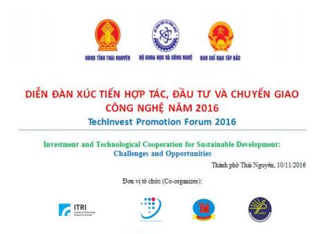 Hoạt động hợp tác quốc tế  trong khuôn khổ sự kiện KH&CN sắp diễn ra vào tháng 11/2016 tại TP. Thái Nguyên